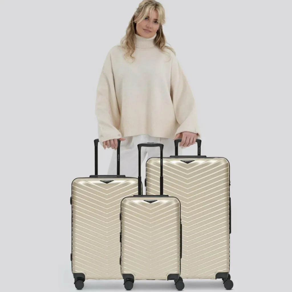 Redolz Koffersets Als Hartgepäck|Koffersets 3-Teilig<Essentials 18 4 Rollen Kofferset 3-teilig mit Dehnfalte metallic-greige shiny