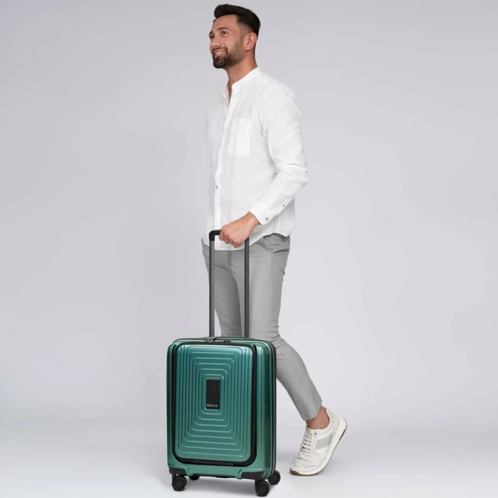 Redolz Hartgepäck Kabinengepäck|4-Rollen Kabinentrolleys<Essentials 14 4 Rollen Kabinentrolley S 55 cm Laptopfach mit Dehnfalte pearl-green metallic