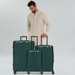 Online Redolz Essentials 18 4 Rollen Kofferset 3-teilig mit Dehnfalte Metallic-Green Shiny