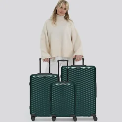 Online Redolz Essentials 18 4 Rollen Kofferset 3-teilig mit Dehnfalte Metallic-Green Shiny