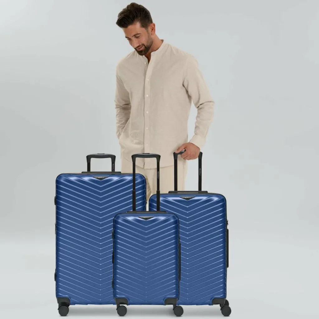 Best Redolz Essentials 18 4 Rollen Kofferset 3-teilig mit Dehnfalte metallic-blue shiny