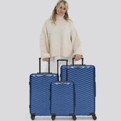 Best Redolz Essentials 18 4 Rollen Kofferset 3-teilig mit Dehnfalte metallic-blue shiny