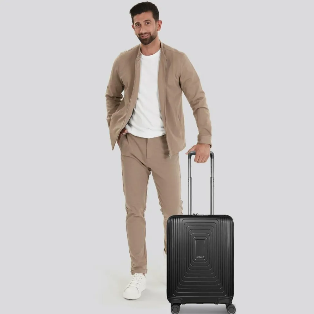 New Redolz Essentials 14 4 Rollen Kabinentrolley 55 cm mit Dehnfalte black metallic