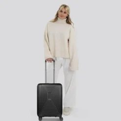 New Redolz Essentials 14 4 Rollen Kabinentrolley 55 cm mit Dehnfalte black metallic