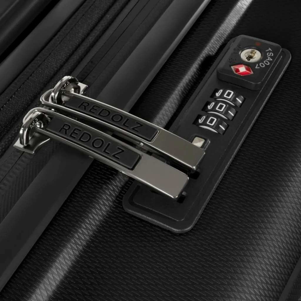 New Redolz Essentials 14 4 Rollen Kabinentrolley 55 cm mit Dehnfalte black metallic