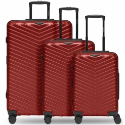 Redolz Koffersets Als Hartgepäck|Koffersets 3-Teilig<Essentials 18 4 Rollen Kofferset 3-teilig mit Dehnfalte metallic-red shiny