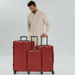 Redolz Koffersets Als Hartgepäck|Koffersets 3-Teilig<Essentials 18 4 Rollen Kofferset 3-teilig mit Dehnfalte metallic-red shiny