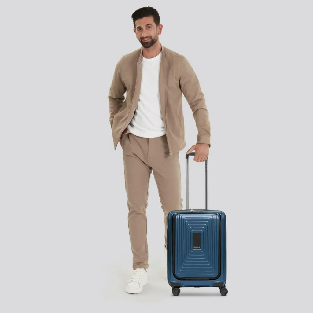 Redolz Hartgepäck Kabinengepäck|4-Rollen Kabinentrolleys<Essentials 14 4 Rollen Kabinentrolley S 55 cm Laptopfach mit Dehnfalte dark blue metallic