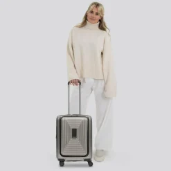 Redolz Hartgepäck Kabinengepäck|4-Rollen Kabinentrolleys<Essentials 14 4 Rollen Kabinentrolley S 55 cm Laptopfach mit Dehnfalte coffee grey metallic