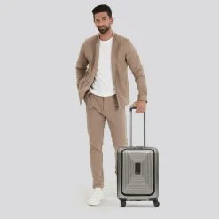 Redolz Hartgepäck Kabinengepäck|4-Rollen Kabinentrolleys<Essentials 14 4 Rollen Kabinentrolley S 55 cm Laptopfach mit Dehnfalte coffee grey metallic