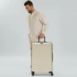 Redolz Hartgepäck|4-Rollen Koffer<Essentials 18 4 Rollen Trolley 76 cm mit Dehnfalte metallic-greige shiny