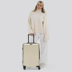 Redolz Hartgepäck|4-Rollen Koffer<Essentials 18 4 Rollen Trolley 66 cm mit Dehnfalte metallic-greige shiny