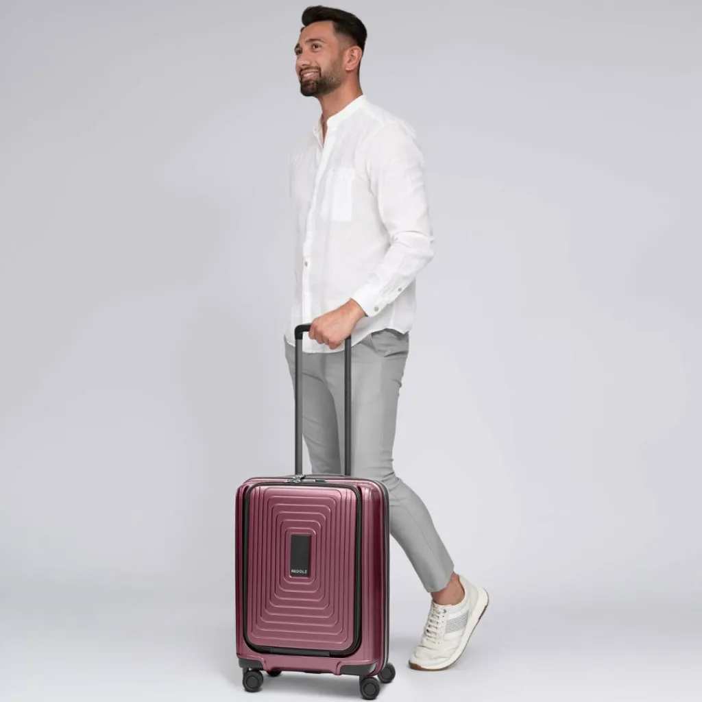 Best Redolz Essentials 14 4 Rollen Kabinentrolley S 55 cm Laptopfach mit Dehnfalte aubergine metallic