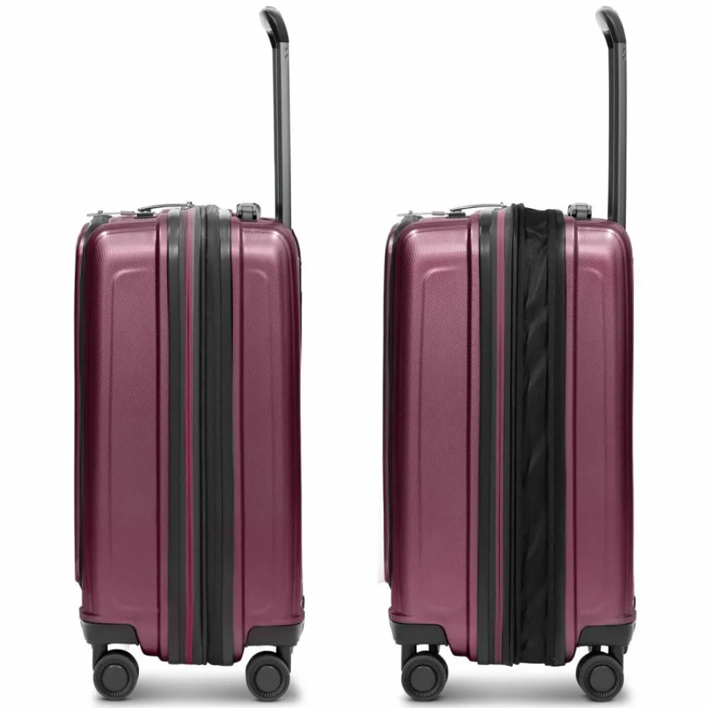 Best Redolz Essentials 14 4 Rollen Kabinentrolley S 55 cm Laptopfach mit Dehnfalte aubergine metallic