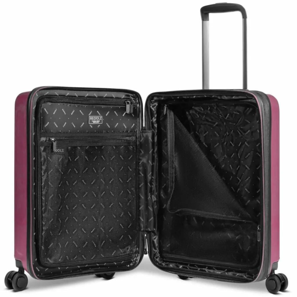 Best Redolz Essentials 14 4 Rollen Kabinentrolley S 55 cm Laptopfach mit Dehnfalte aubergine metallic