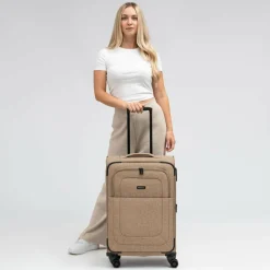 Redolz Weichgepäck|4-Rollen Koffer<Essentials 12 MEDIUM 4-Rollen Trolley 67 cm mit Dehnfalte coffee
