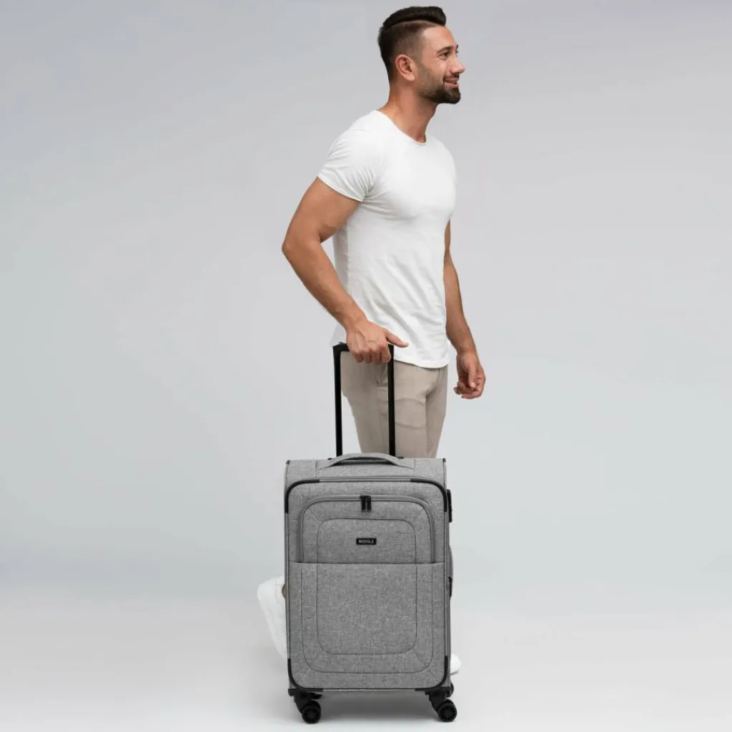 Redolz Weichgepäck|4-Rollen Koffer<Essentials 12 MEDIUM 4-Rollen Trolley 67 cm mit Dehnfalte grey2