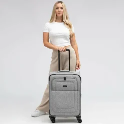 Redolz Weichgepäck|4-Rollen Koffer<Essentials 12 MEDIUM 4-Rollen Trolley 67 cm mit Dehnfalte grey2