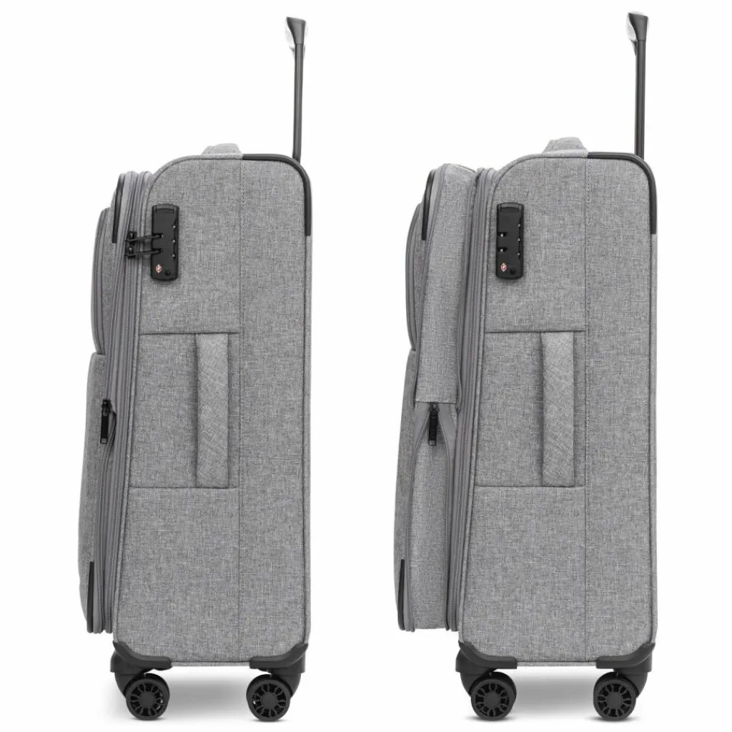 Redolz Weichgepäck|4-Rollen Koffer<Essentials 12 MEDIUM 4-Rollen Trolley 67 cm mit Dehnfalte grey2