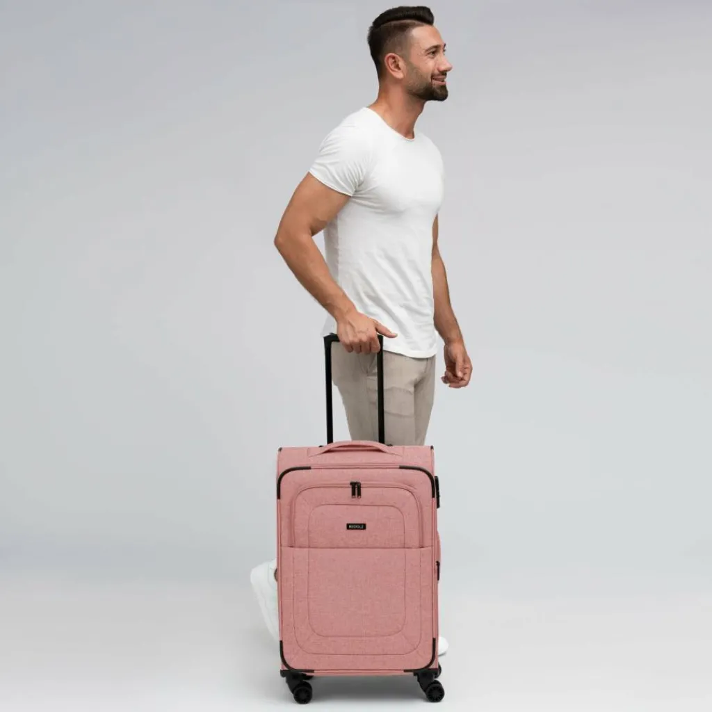 Redolz Weichgepäck|4-Rollen Koffer<Essentials 12 MEDIUM 4-Rollen Trolley 67 cm mit Dehnfalte rose