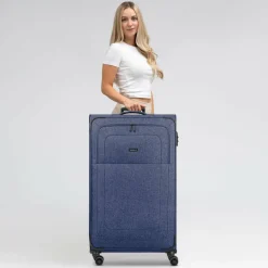Redolz Weichgepäck|4-Rollen Koffer<Essentials 12 4-Rollen Trolley XL 90 cm sehr groß Sondergröße blue