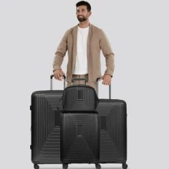 Redolz Koffersets Als Hartgepäck|Koffersets 4-Teilig<Essentials 14 4-Rollen Kofferset + Beautycase 4 tlg. mit Dehnfalte black metallic