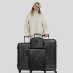 Redolz Koffersets Als Hartgepäck|Koffersets 4-Teilig<Essentials 14 4-Rollen Kofferset + Beautycase 4 tlg. mit Dehnfalte black metallic