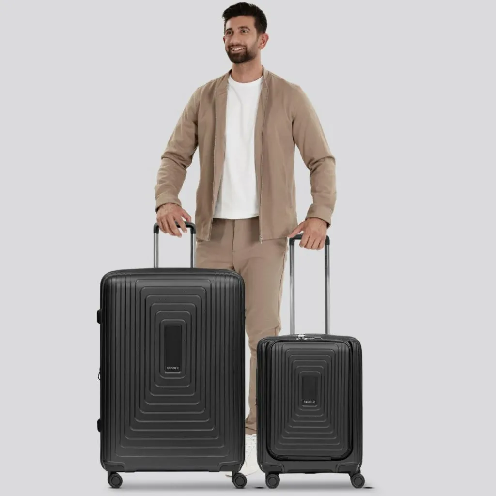 Sale Redolz Essentials 14 4-Rollen Kofferset 2 tlg. Laptopfach mit Dehnfalte black metallic