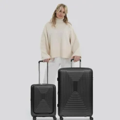 Sale Redolz Essentials 14 4-Rollen Kofferset 2 tlg. Laptopfach mit Dehnfalte black metallic