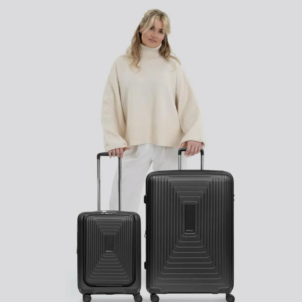 Sale Redolz Essentials 14 4-Rollen Kofferset 2 tlg. Laptopfach mit Dehnfalte black metallic