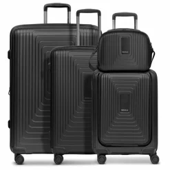 Best Redolz Essentials 14 4-Rollen Kofferset + Beautycase 4 tlg. mit Dehnfalte + Laptopfach black metallic