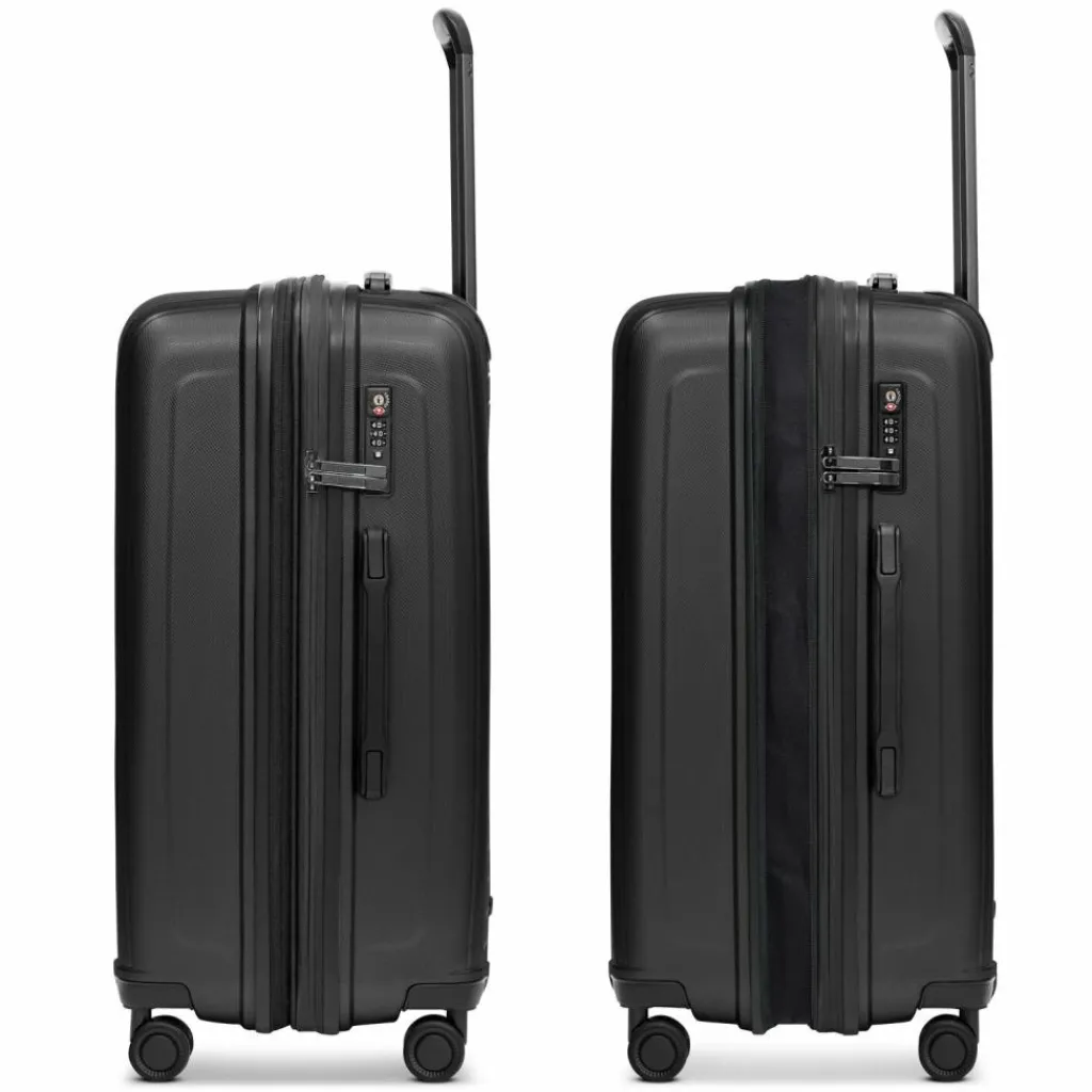 Best Redolz Essentials 14 4-Rollen Kofferset + Beautycase 4 tlg. mit Dehnfalte + Laptopfach black metallic