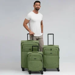 Redolz Koffersets Als Weichgepäck|Koffersets 3-Teilig<Essentials 12 THREE SET 4 Rollen Kofferset 3-teilig mit Dehnfalte olive