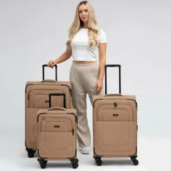 Outlet Redolz Essentials 12 THREE SET 4 Rollen Kofferset 3-teilig mit Dehnfalte coffee