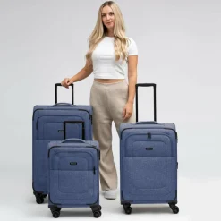 Redolz Koffersets Als Weichgepäck|Koffersets 3-Teilig<Essentials 12 THREE SET 4 Rollen Kofferset 3-teilig mit Dehnfalte blue 2