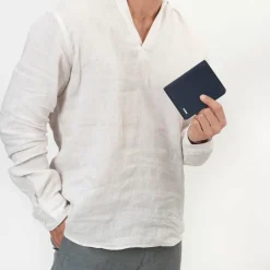 Clearance Redolz Leather Essentials HF Geldbörse RFID Leder 9,5 cm ausklappbar navy