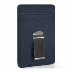 Redolz Visitenkartenetuis<Leather Essentials Kreditkartenetui RFID Leder 7 cm mit Geldscheinklammer navy