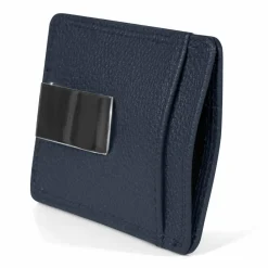 Redolz Visitenkartenetuis<Leather Essentials Kreditkartenetui RFID Leder 7 cm mit Geldscheinklammer navy