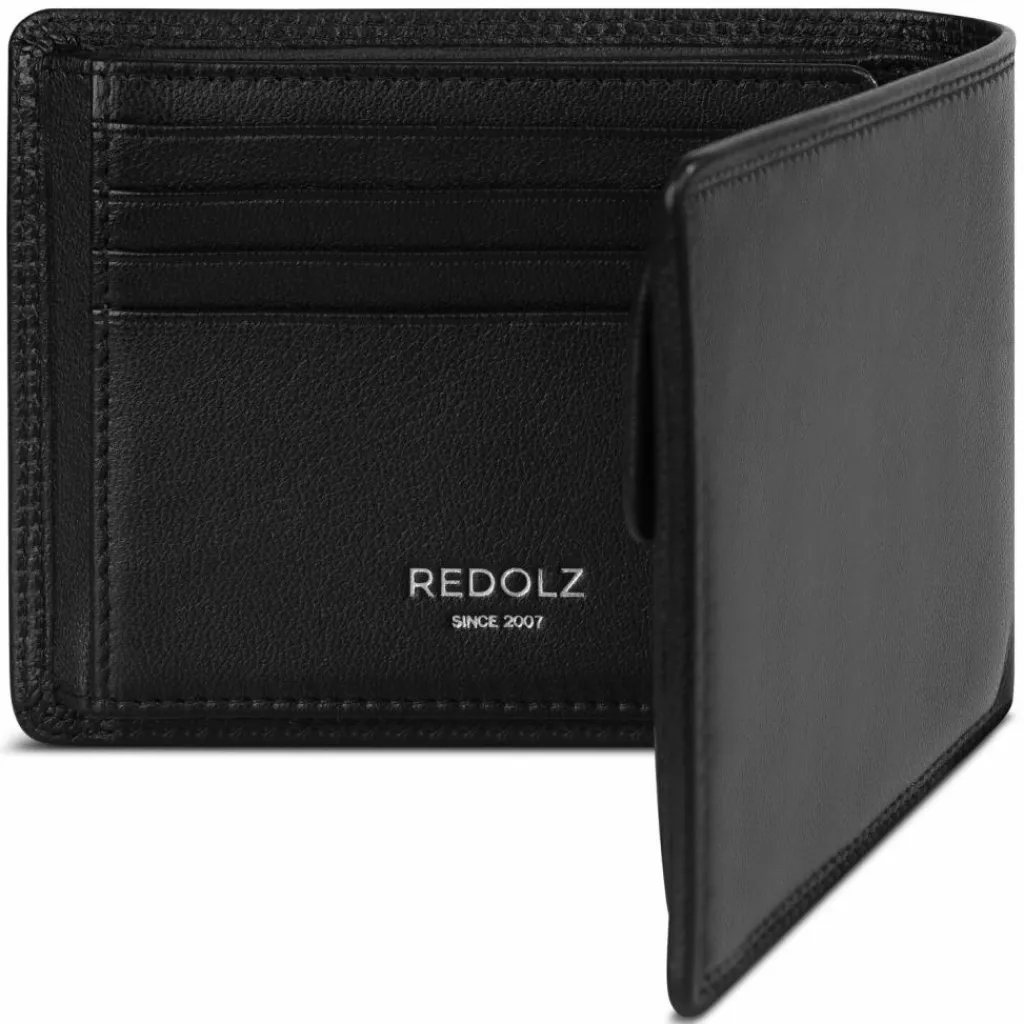 Redolz Herrengeldbörsen Querformat<Leather Essentials QF Geldbörse RFID Leder 12 cm ausklappbar classic black