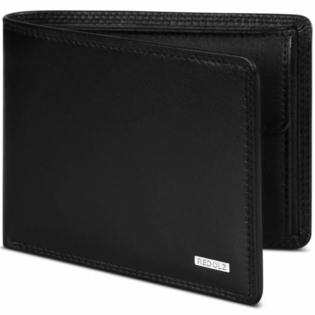 Redolz Herrengeldbörsen Querformat<Leather Essentials QF Geldbörse RFID Leder 12 cm ausklappbar classic black