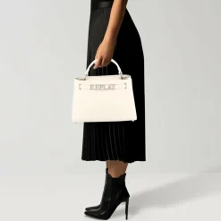 Discount Replay Handtasche 25 cm dirty white