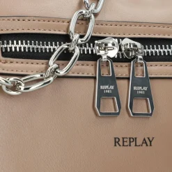 New Replay Schultertasche 39 cm dirty pale beige