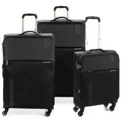 Roncato Koffersets Als Weichgepäck|Koffersets 3-Teilig<Speed 4 Rollen Kofferset 3-teilig mit Dehnfalte schwarz