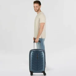 Outlet Samsonite Attrix 4 Rollen Kabinentrolley 55 cm mit Dehnfalte steel blue