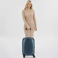 Outlet Samsonite Attrix 4 Rollen Kabinentrolley 55 cm mit Dehnfalte steel blue