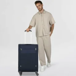 Clearance Samsonite Citybeat 4 Rollen Trolley 66 cm mit Dehnfalte navy blue