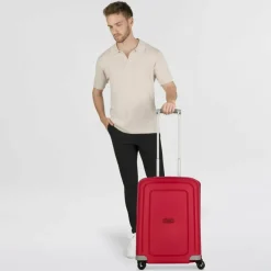 Samsonite Hartgepäck Kabinengepäck|4-Rollen Kabinentrolleys<S'Cure Spinner 4-Rollen Kabinentrolley 55 cm crimson red