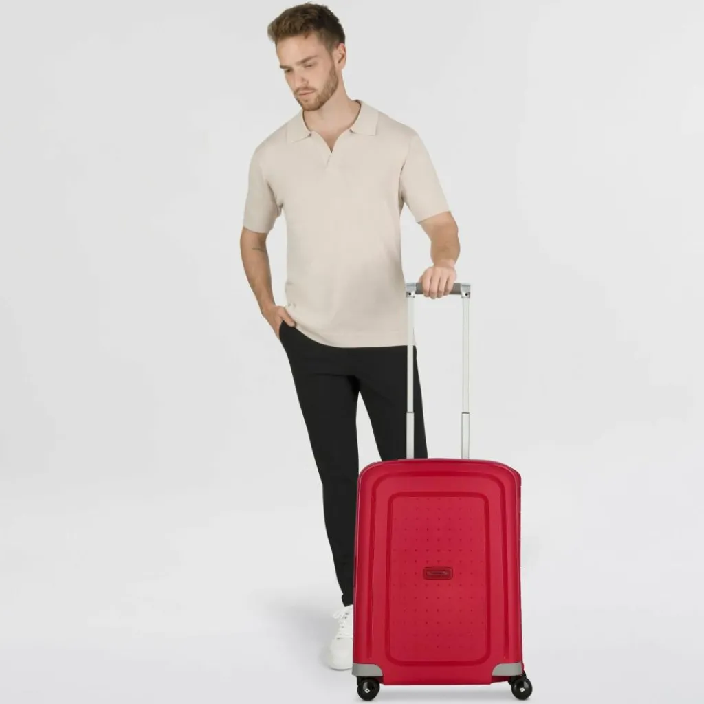 Samsonite Hartgepäck Kabinengepäck|4-Rollen Kabinentrolleys<S'Cure Spinner 4-Rollen Kabinentrolley 55 cm crimson red