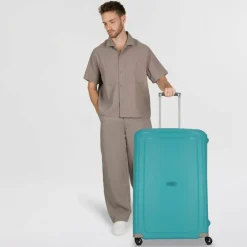 Samsonite Hartgepäck|4-Rollen Koffer<S'Cure Spinner 4-Rollen Trolley 81 cm aqua blue