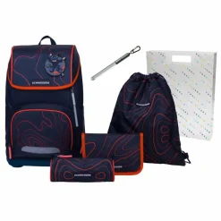 New Schneiders Ergoplus Schulranzen-Set 8-teilig black red